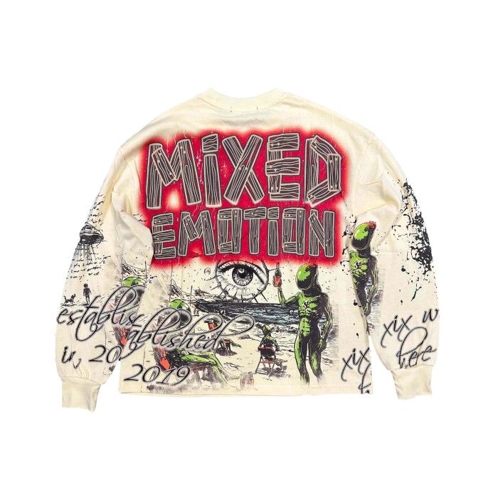 28367493 Full-print Alien Art Club Hand-painted Crew Neck Sweatshirt