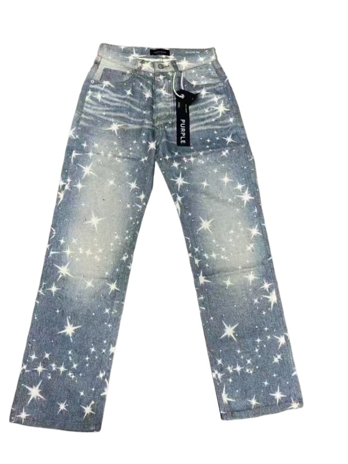   1:1 quality version 28367495 Star Print Rhinestone jeans