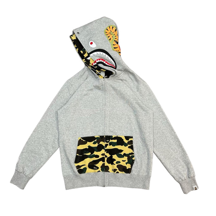 1:1 quality version 28367261 Camouflage Patchwork Double-Headed Shark Zipper Hoodie 2 colors