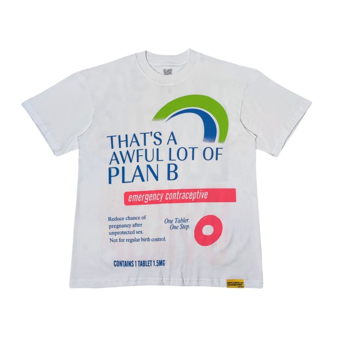 28382236 Red and Blue Slogan Printed Tee