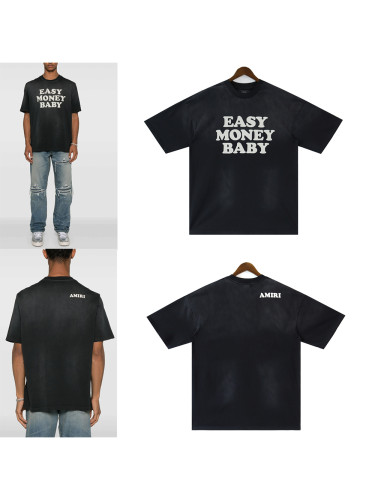 [Buy Two Get One Free]28382264 Color-blocked slogan print Washed Version tee