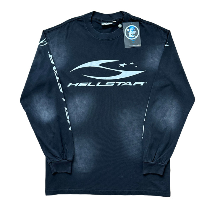 28382284 Logo Print Washed Version Long Sleeve T-Shirt 2 colors