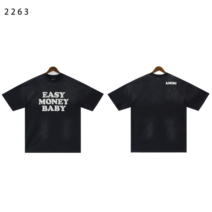 28382264 Color-blocked slogan print Washed Version tee