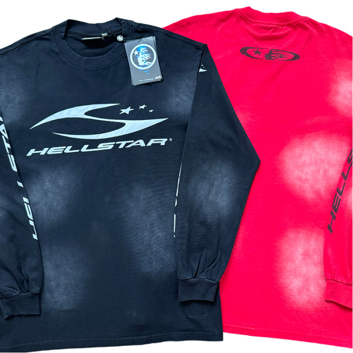 28382284 Logo Print Washed Version Long Sleeve T-Shirt 2 colors