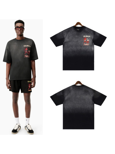 [Buy Two Get One Free]28384222 Crystal lettering “sinners” pattern washed Version tee