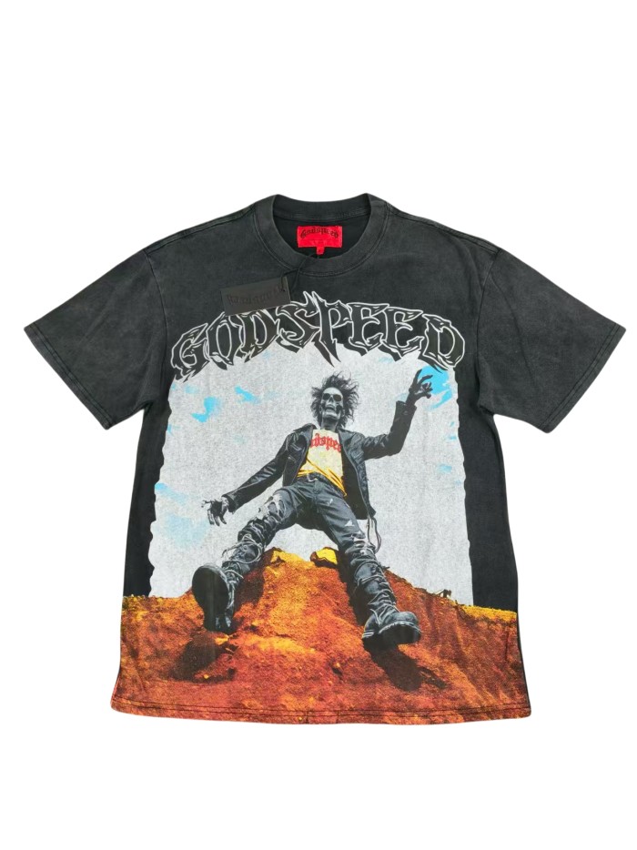 27890845 Fallen Skull Print Washed Version Tee 2 colors