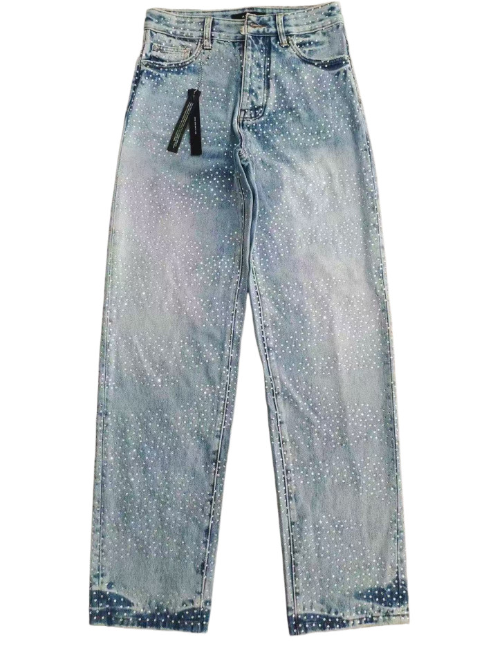   1:1 quality version 28389368 Light Blue Rhinestone Jeans