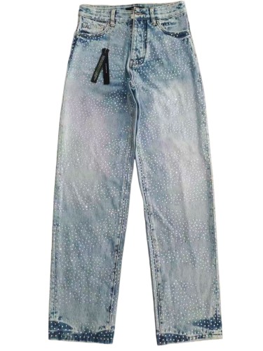   1:1 quality version 28389368 Light Blue Rhinestone Jeans