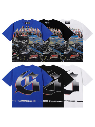 [Buy Two Get One Free]28412250 Skull Race Car Driver Print Tee 3 colors