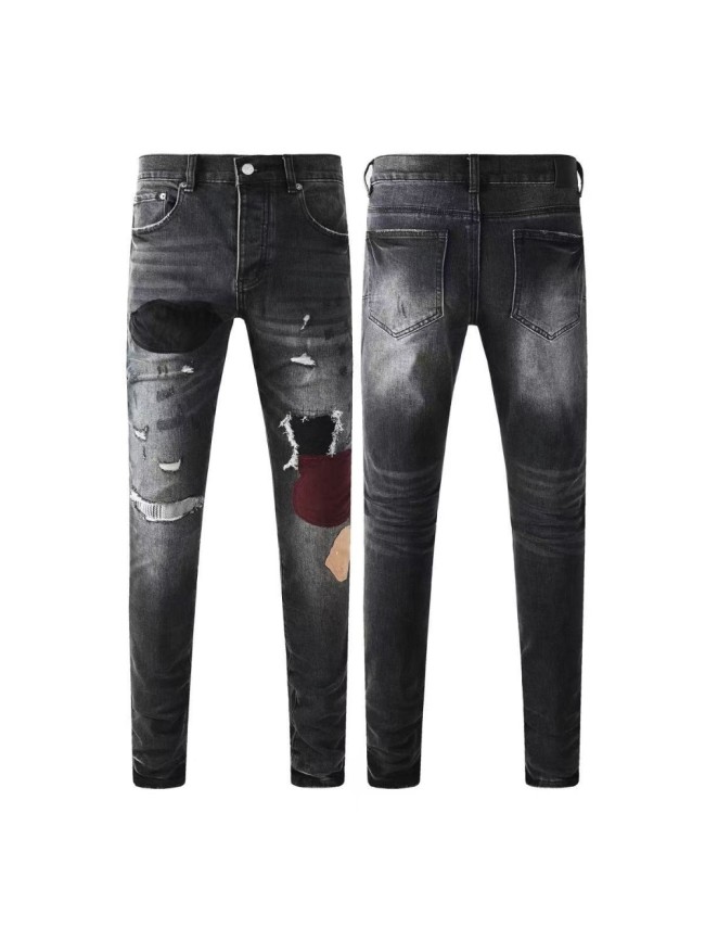   1:1 quality version 28412833 Embroidered Patchwork Jeans