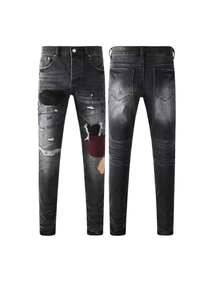   1:1 quality version 28412833 Embroidered Patchwork Jeans