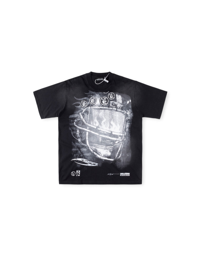 1:1 quality version 28416589 Flame Mask Helmet Print Washed Version Tee