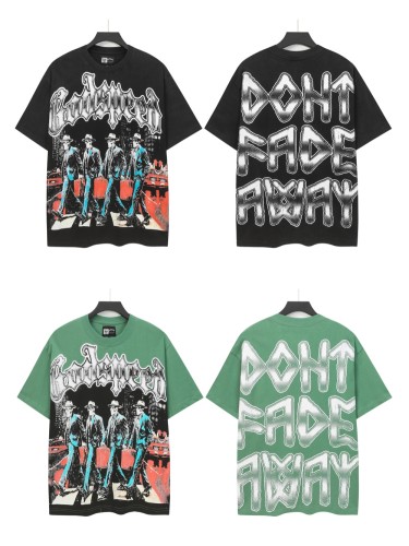 [Buy Two Get One Free]28416768 Skeleton street scene Print Washed Version Tee 2 colors