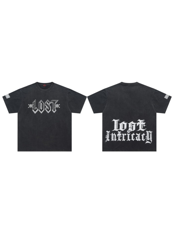 28419168 Black white diamond skull Print Washed Version Tee