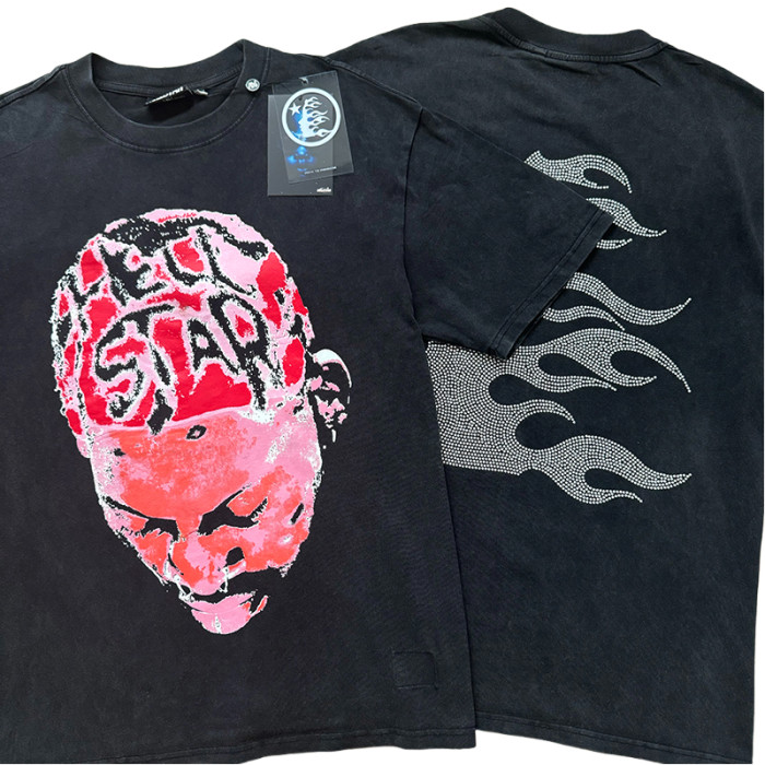 [50% Off]Hellstar Studio Rodman Printed Back Heat-Pressed Rhinestones Washed Version Tee 2 colors 28425357