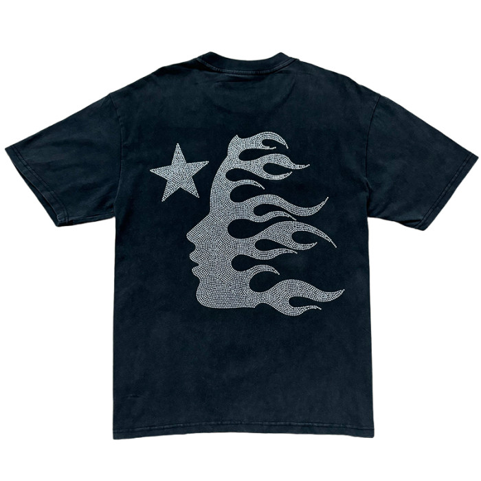 [50% Off]Hellstar Studio Rodman Printed Back Heat-Pressed Rhinestones Washed Version Tee 2 colors 28425357