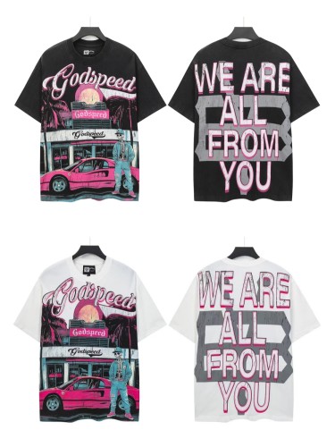 [Buy Two Get One Free]28429035 Convenience Store Skull Print Washed Version Tee 2 colors