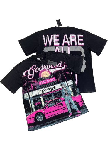 [Buy Two Get One Free]28429035 Convenience Store Skull Print Washed Version Tee 2 colors