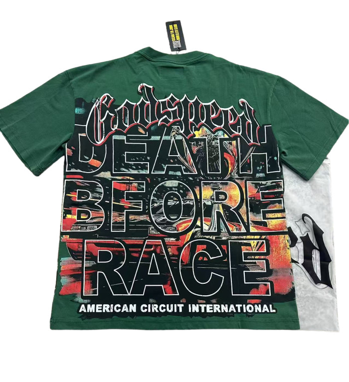 28429037 Skeleton Race Car Driver Holding Trophy Print Washed Version Tee 2 colors