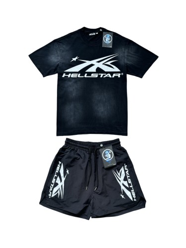 [Buy Two Get One Free]28428847 White logo print washed Version Tee & Shorts Set