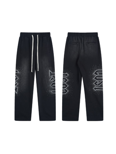 28429742 Letter printed rhinestone Washed Version Pants