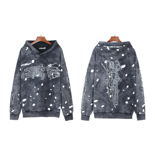 [Buy One Get One Free]  28429767 Black and white dot printed Washed Version hoodie & pants set