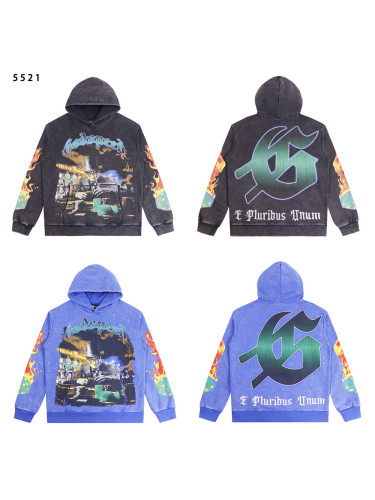 [Buy One Get One Free]  28429786 Gambling table skull print Washed Version Hoodie 2 colors