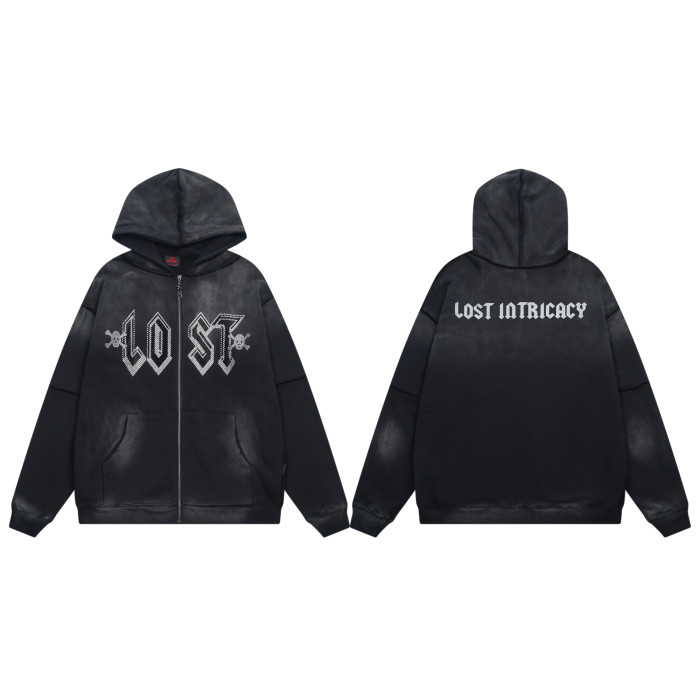 28429746 Chest hot diamond zipper Hoodie & Pants Set