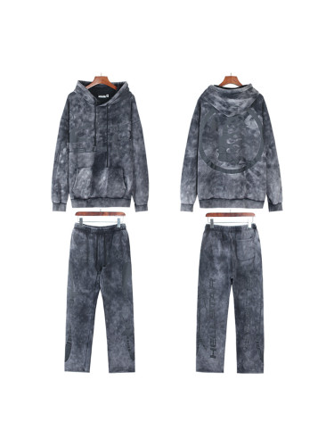 [Buy One Get One Free]Black Logo Print Washed Version hoodie & pants set 28434010