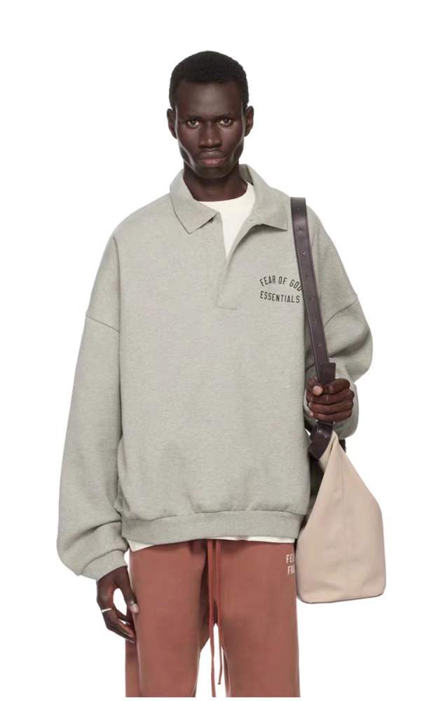 [Big & Tall for weights up to 220 lbs]1:1 quality version BACK TO SCHOOL Fleece Logo printed collar polo hoodie 2 colors  28434022