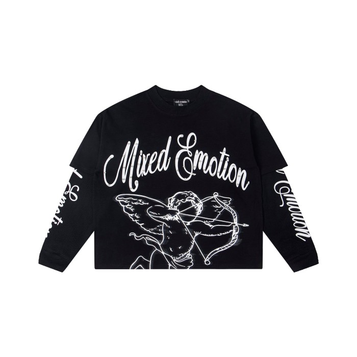 Logo Printed Diamond Fake Two-Piece Long-Sleeve T-Shirt 2 colors 28434339