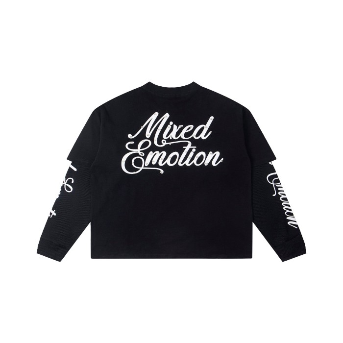 Logo Printed Diamond Fake Two-Piece Long-Sleeve T-Shirt 2 colors 28434339