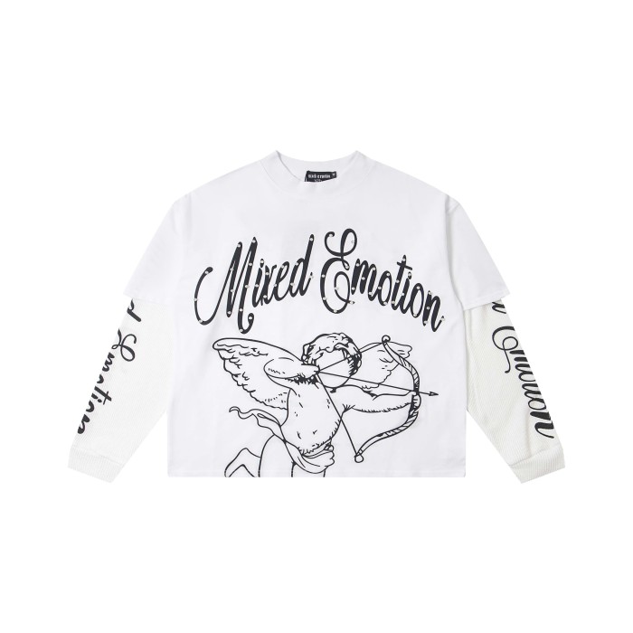 Logo Printed Diamond Fake Two-Piece Long-Sleeve T-Shirt 2 colors 28434339
