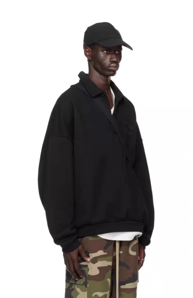 [Big & Tall for weights up to 220 lbs]1:1 quality version BACK TO SCHOOL Fleece Logo printed collar polo hoodie 2 colors  28434022