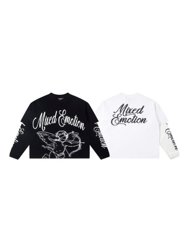 Logo Printed Diamond Fake Two-Piece Long-Sleeve T-Shirt 2 colors 28434339