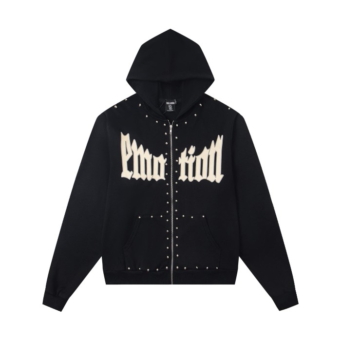 [50% Off]Mixed Emotion Logo Printed Beaded Zipper Hoodie 2 colors 28437362