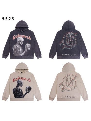 [Buy One Get One Free]Skeleton Print Washed  Version Hoodie 2 colors 28437315