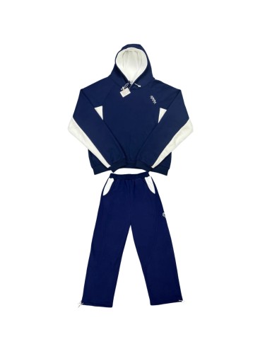 White stripes dark blue Embroidered hoodie & pants set 28442503
