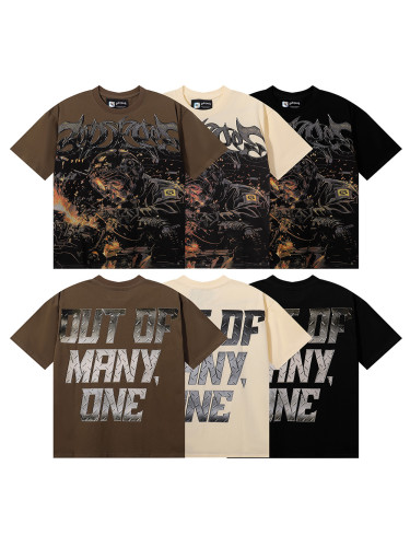 [Buy Two Get One Free]28455397 Skull Welding motorcycle printed Tee 3 colors