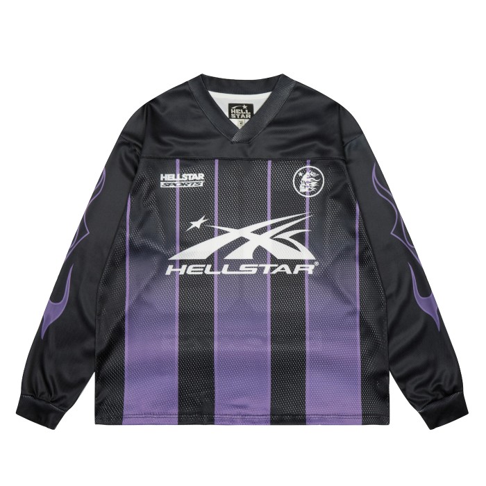 Black and purple mesh patchwork Long Sleeve T-Shirt 28465748
