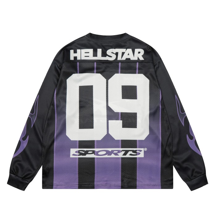 Black and purple mesh patchwork Long Sleeve T-Shirt 28465748