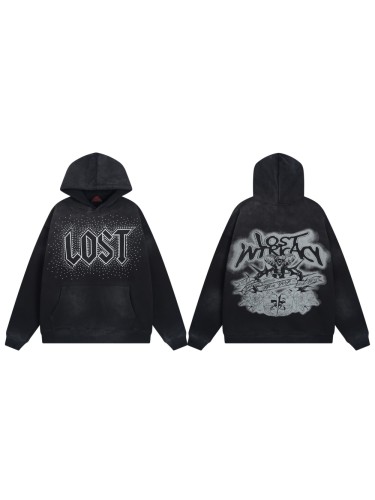 Hot diamond Snake Print Washed Version Hoodie 28465731