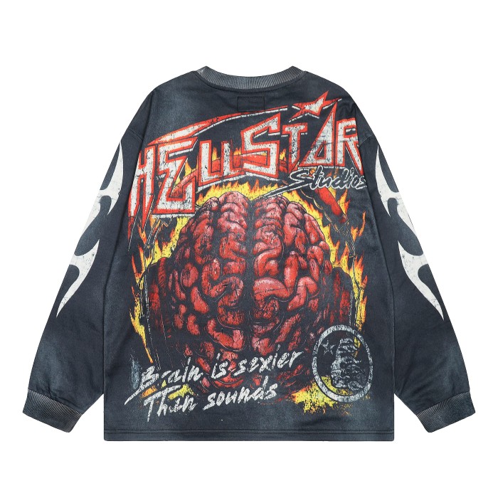 Brain Print Washed Version Long-Sleeve T-Shirt 28471092