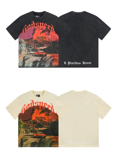 [Buy Two Get One Free]Street View printed Washed Version Tee 2 colors 28470951