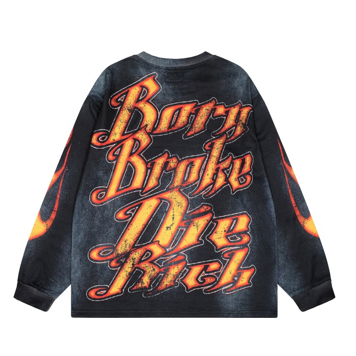 Skull banknotes Print Washed Version Long-Sleeve T-Shirt 28471079