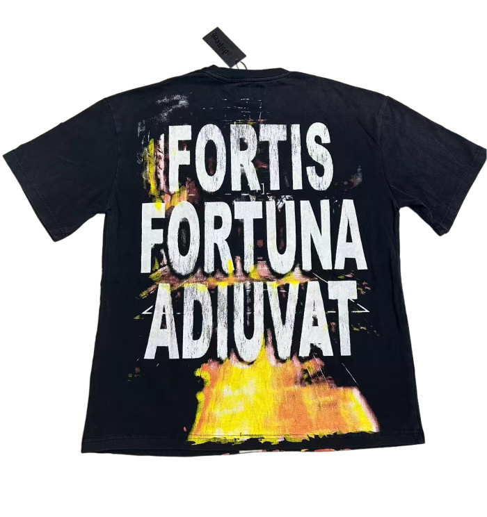 [Buy Two Get One Free]Golden Flame Basketball Team Skull Print Washed Version Tee 2 colors 28474612