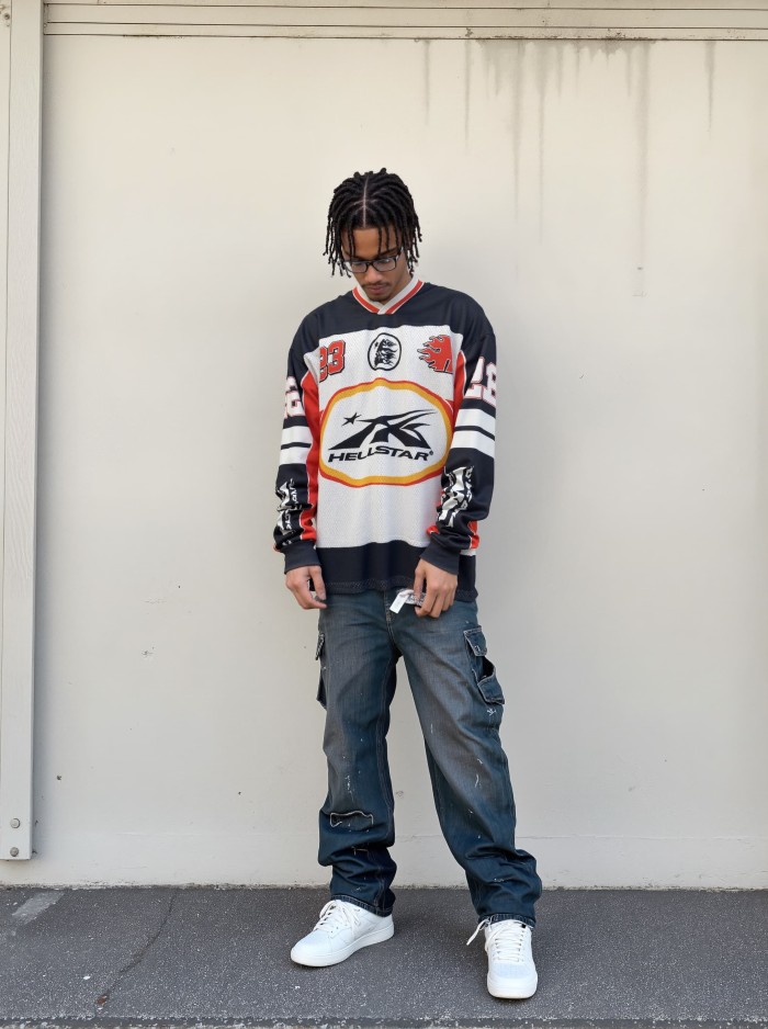 Color-blocking logo printed mesh Long Sleeve T-Shirt 28474851