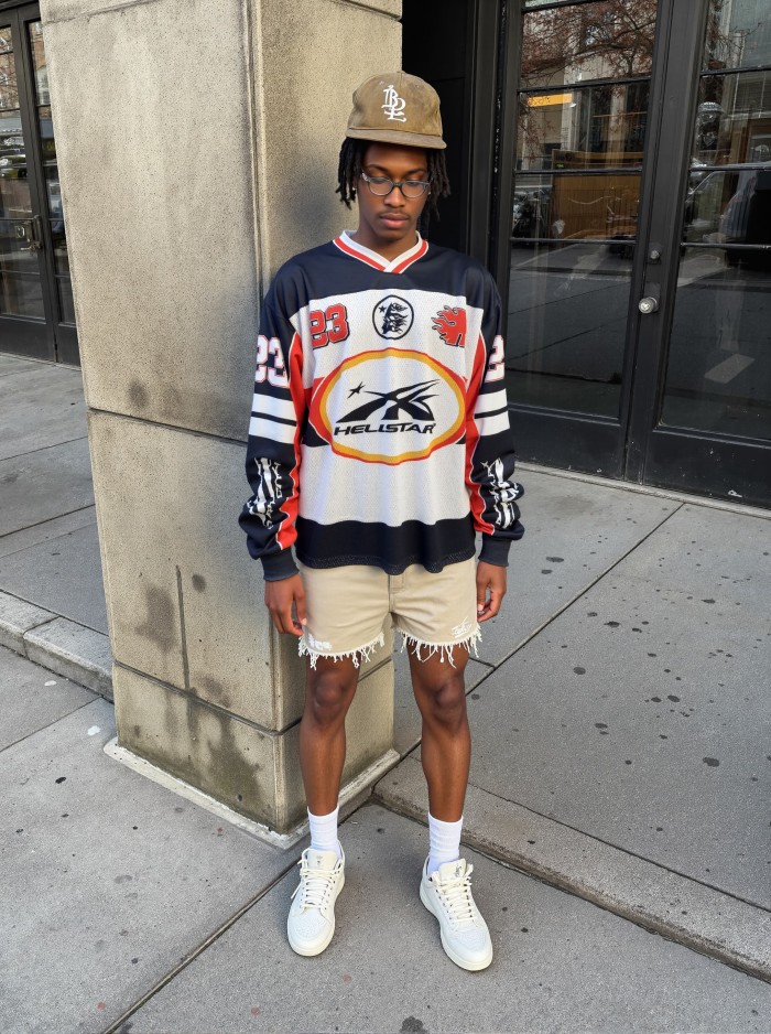 Color-blocking logo printed mesh Long Sleeve T-Shirt 28474851