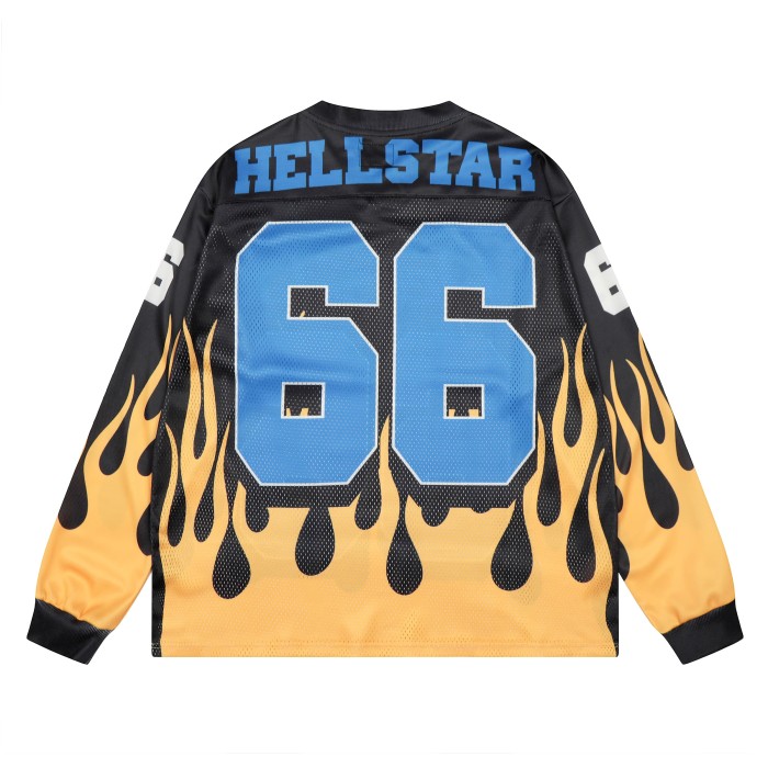 Flame letter printed mesh Long Sleeve T-Shirt 28474841