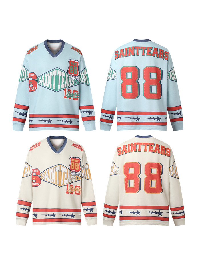 [50% Off]Full printed letter patterns Long Sleeve T-Shirt 2 colors 28474869